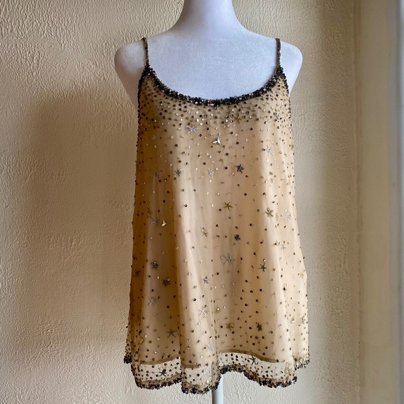 Joie Tops - NWT Joie Garlen champagne sequined and embroidered sparkling camisole Size M